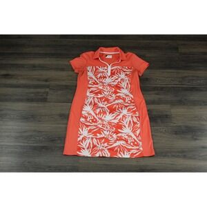 IZOD‎ Golf Dress Palm Print Short Sleeve Polo Style Coral Size M